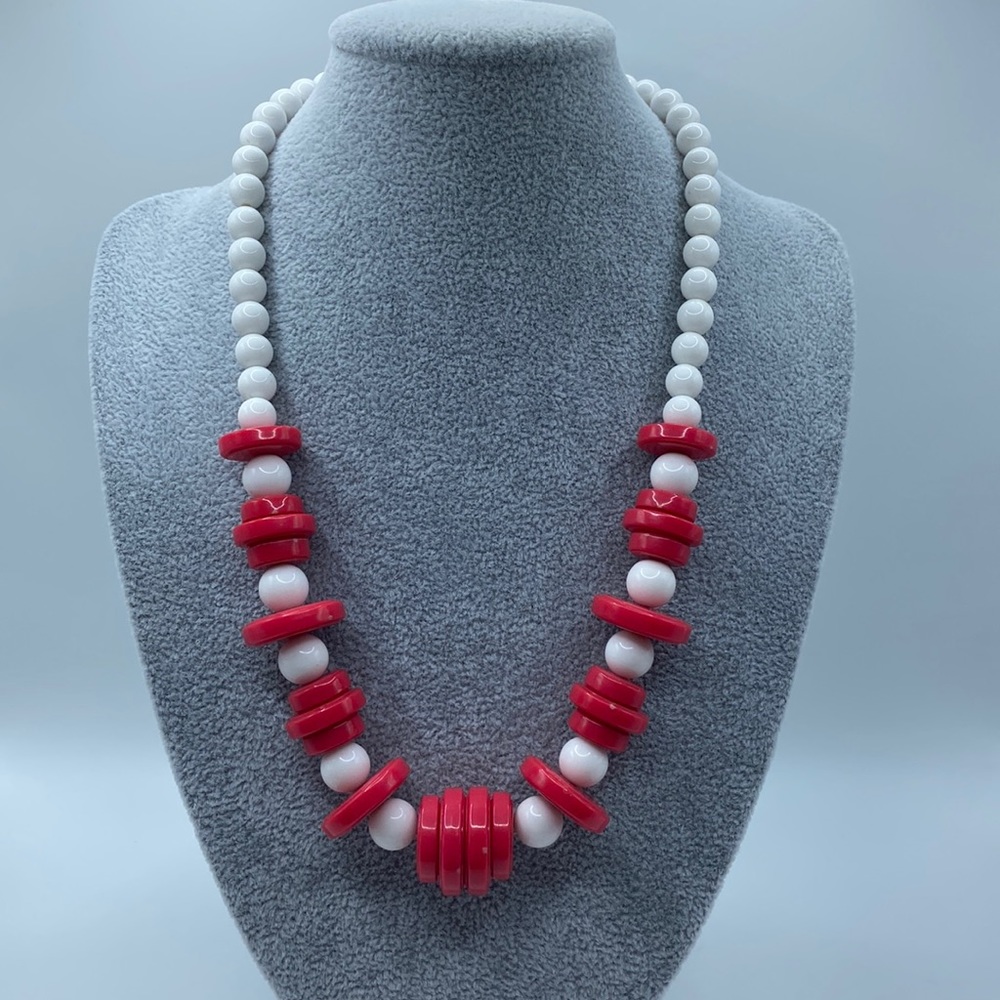 Pink and White Costume Necklace